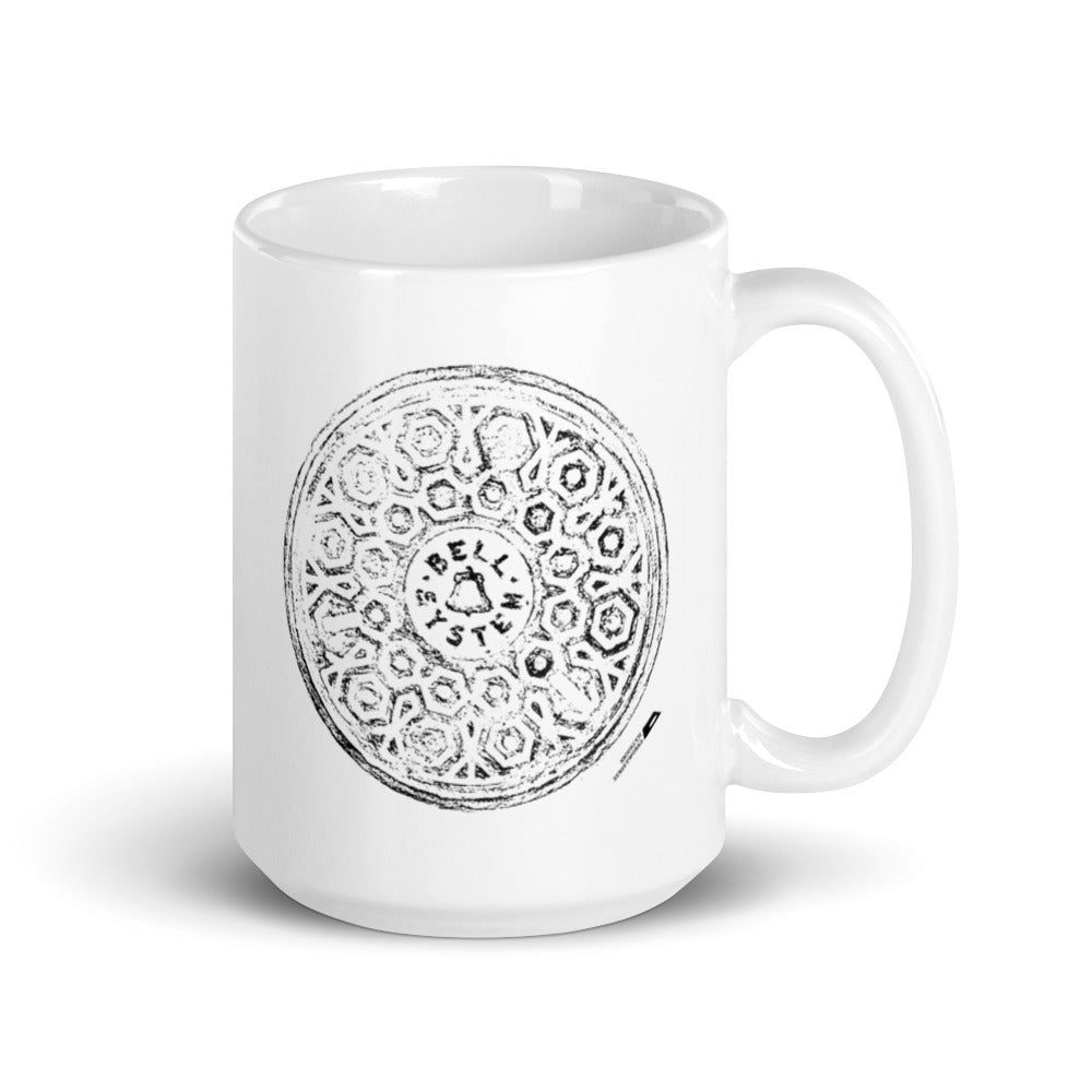 Bell System Manhole Impression White glossy mug